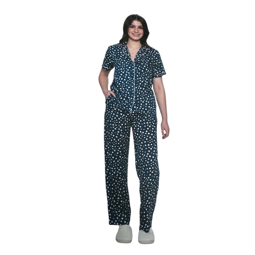 Serra Blue Polka Dot Women's pajama set SZ large